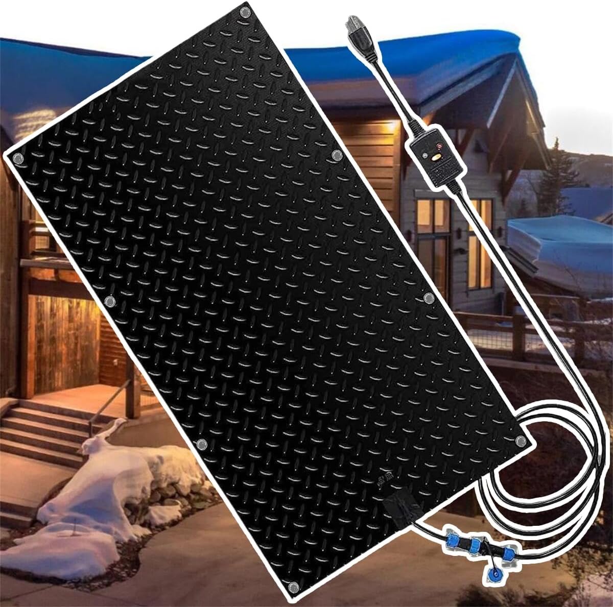 Heated Snow Melting Mats for Stairs- 1/2/3/4/5 pcs Snow Melting Walkway Mat, Heated Snow Melting Mats Driveway,Heated Outdoor Mats,Electric Snow Melting Mats for Winter Snow Removal(1 Pcs,10x4
