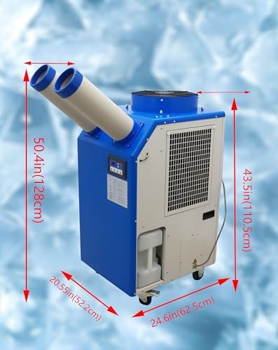 220V Industrial Portable Air Conditioner Air Flow 780m³/h with Wheels 14L Tank Double Column 1800W Commercial Spot Cooler Adjustable Outlet Ideal for Insititute Workshops Outdoor Events