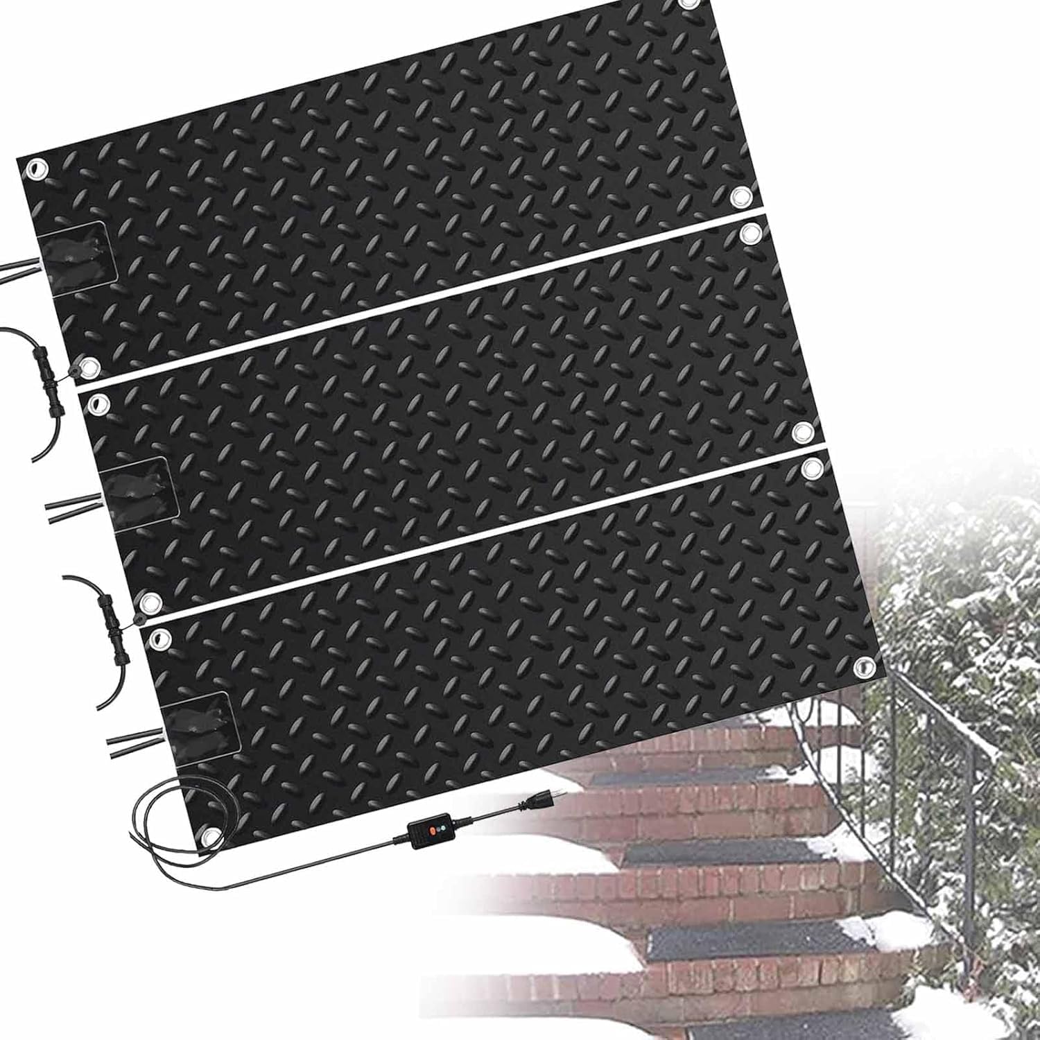 Heated Snow Melting Mats (for Entrances) - 2/3 Pieces, for Driveways, Walkway Deck and Sidewalks with 9.84 ft Power Cord for Winter, Staircase Heated Outdoor Mats(3 Pcs,30x150cm/12x60in)