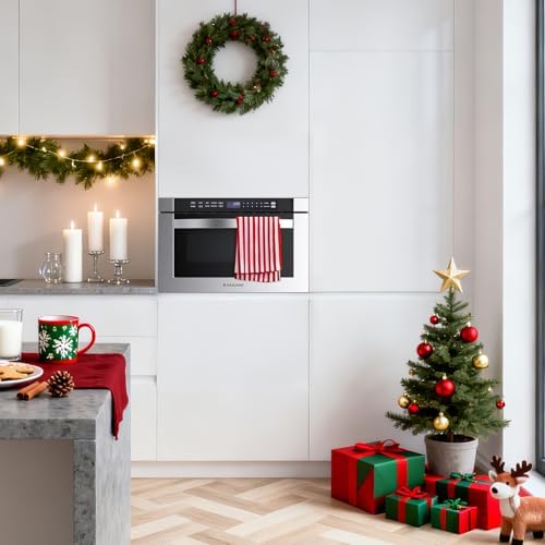 GASLAND 1.2 cu. ft. Microwave Drawer 24 Inch, 1000W Built in Drawer Microwave, Under Counter Microwave, Under the Cabinet Microwave with 11 Custom Cooking Levels, Touch Controls, Stainless Steel