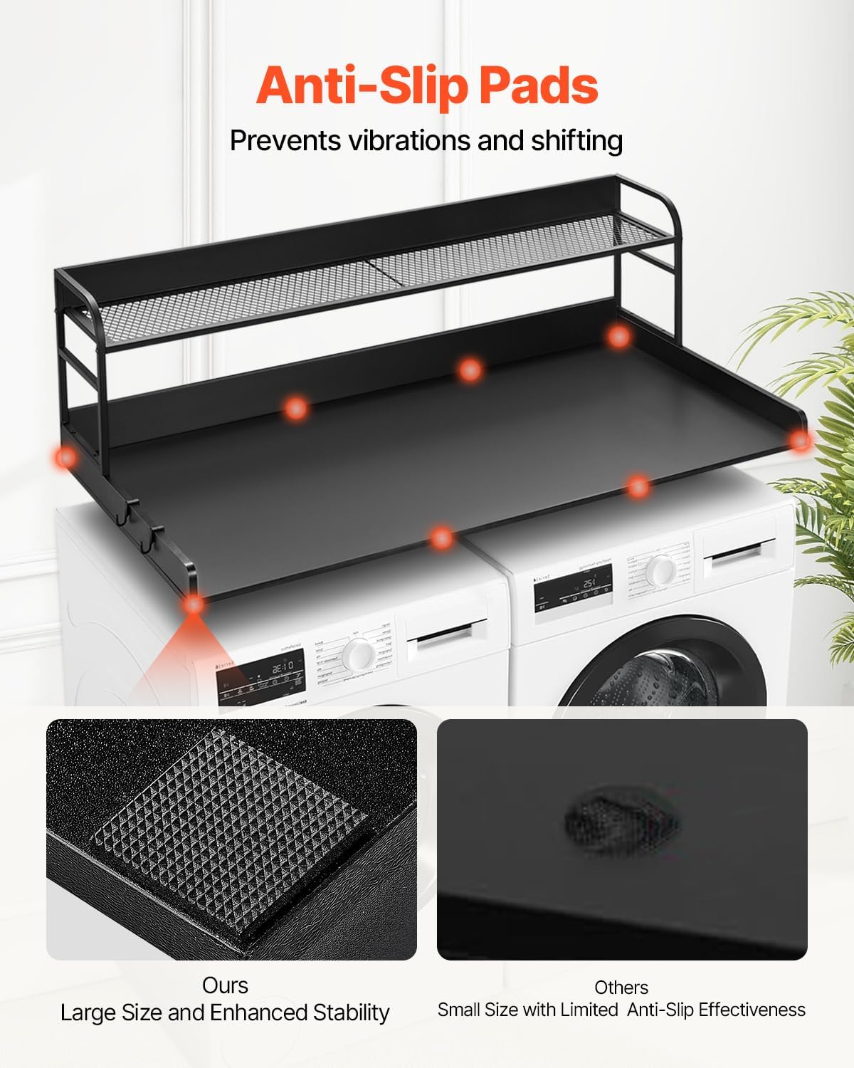 VEVOR Washer Dryer Countertop with 2-Tier Shelf, 54