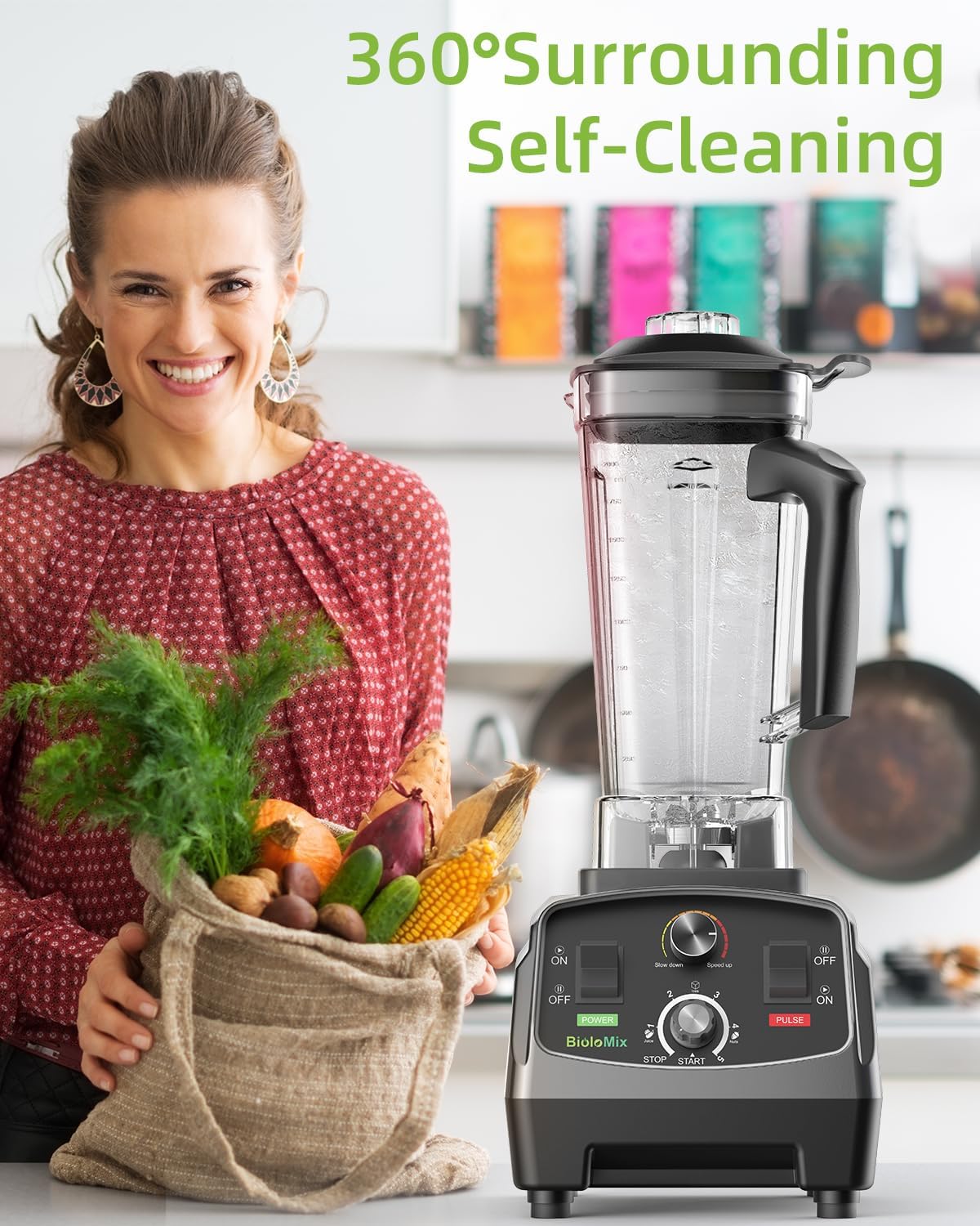 Biolomix Professional Smoothie Blender and Blender for Kitchen with 2200 Watt Motor