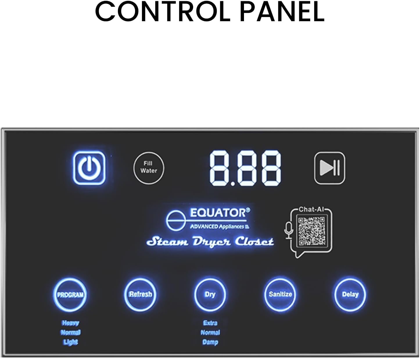 Equator 7.6cf Smart Steam Dryer Closet 4 Moving Hangers Quick20 Refresh Wrinkle Free in Stainless Steel left Hinge