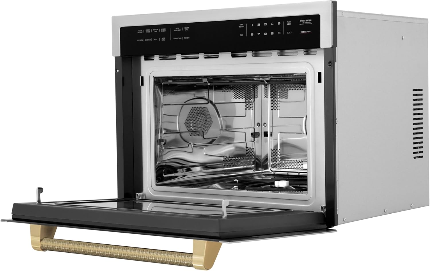 ZLINE Autograph Edition 24 in. 1.6 cu ft. Built-in Convection Microwave Oven in Stainless Steel and Champagne Bronze Helix Handle (MWOZ-24-KCB)