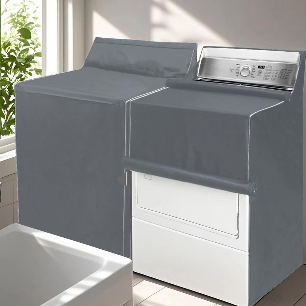MRPAPA Washer and Dryer Covers, Waterproof Dustproof Washing Machine Laundry Dryer Protect Cover, Zipper Design Sunproof washer and dryer covers for the top and Front load Washer/Dryer (2Pack -Grey)
