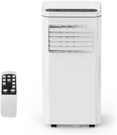 Portable Air Conditioner, 8000 BTUs 3-IN-1 Quiet AC Unit with Remote Control, Portable Air Conditioner Built-in Dehumidifier, Fan, Auto, Sleep Modes, Exhaust Hose & Window Kit, White
