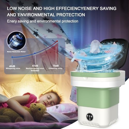 𝗨𝗽𝗴𝗿𝗮𝗱𝗲𝗱 13L Portable Washing Machine, Large Capacity Foldable Mini Washer and Spin Dryer with Deep Cleaning of Underwear, Baby Clothes and Small Clothes for Apartments, Dorm,RV, Travel