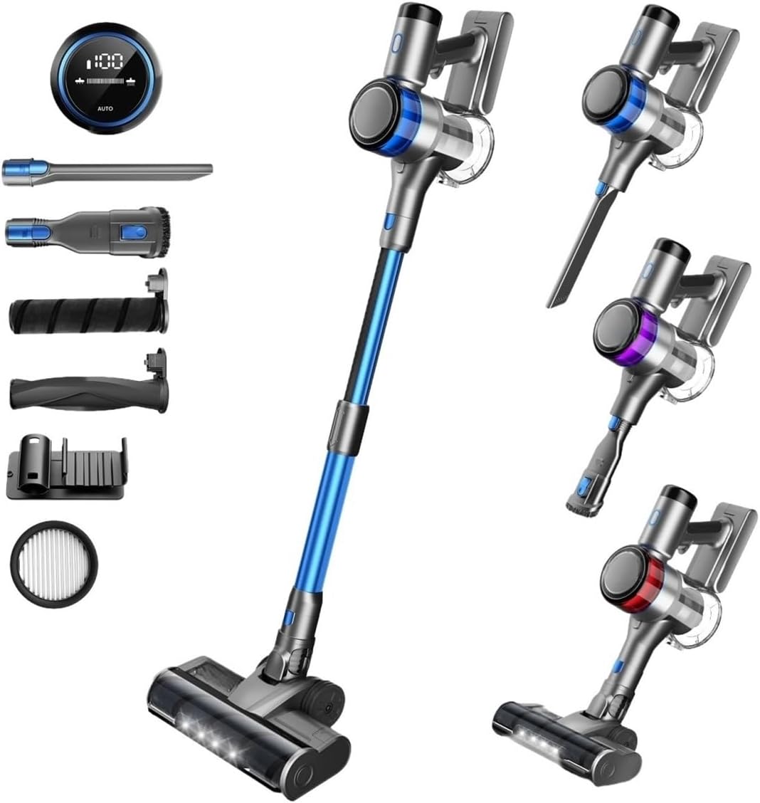 30KPa 400W Stick Cordless Vacuum Cleaner Up to 55mins Runtime 9-in-1 Stick Vac for Hardwood Floor Compatible with INSE S9(S9 Blue,AU)