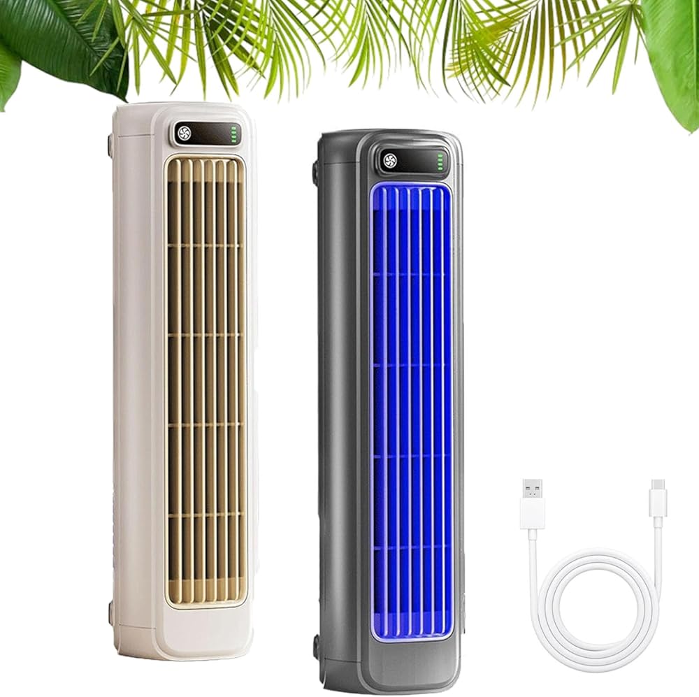 Qinux Brizaac Bladeless Portable Air Conditioner - 3 Quiet Speeds Cooling Fan, USB Charging, Wall Mountable, Ideal for Home, Office, and Travel Use