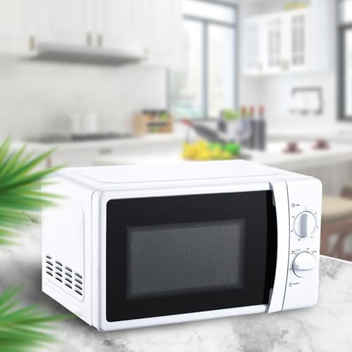 Compact Mechanical Microwave Oven, 25L Capacity, White Countertop Kitchen Appliance with Manual Timer and Temperature Controls