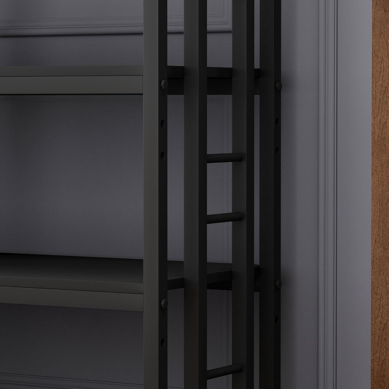 4-Tier Kitchen Baker's Rack, Free Standing Microwave Oven Stand Utility Storage Shelf Island Coffee Bar for Living Room, Home Office (Black)