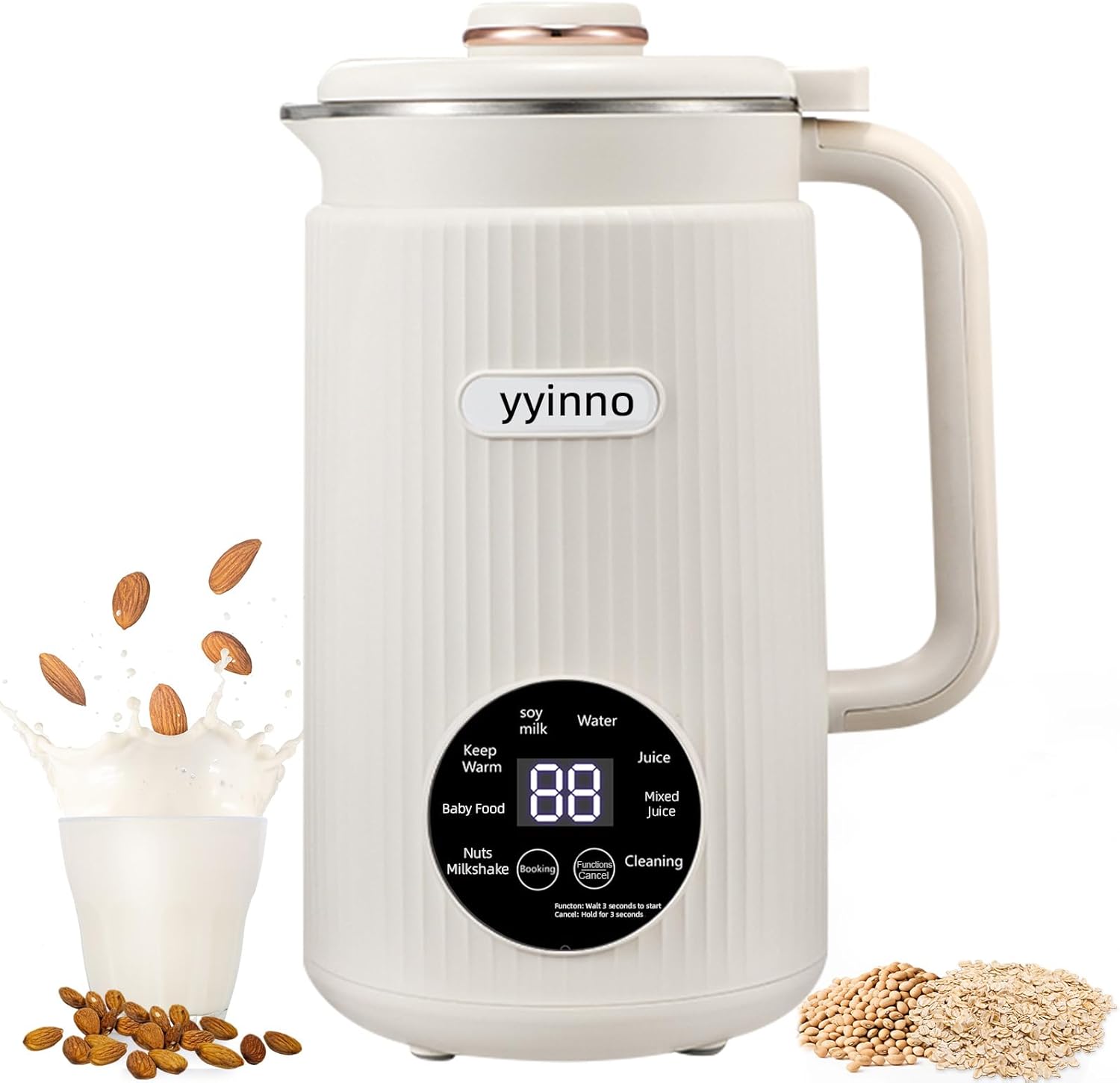 Nut Milk Maker Blender, 40oz Large Capacity Automatic Soybean Machine with 18H Delay Start Timer & Keep-Warm, Homemade Quiet Almond/Soy/Oat Milk Machine, BPA-Free, Detachable Blades for Easy Cleaning