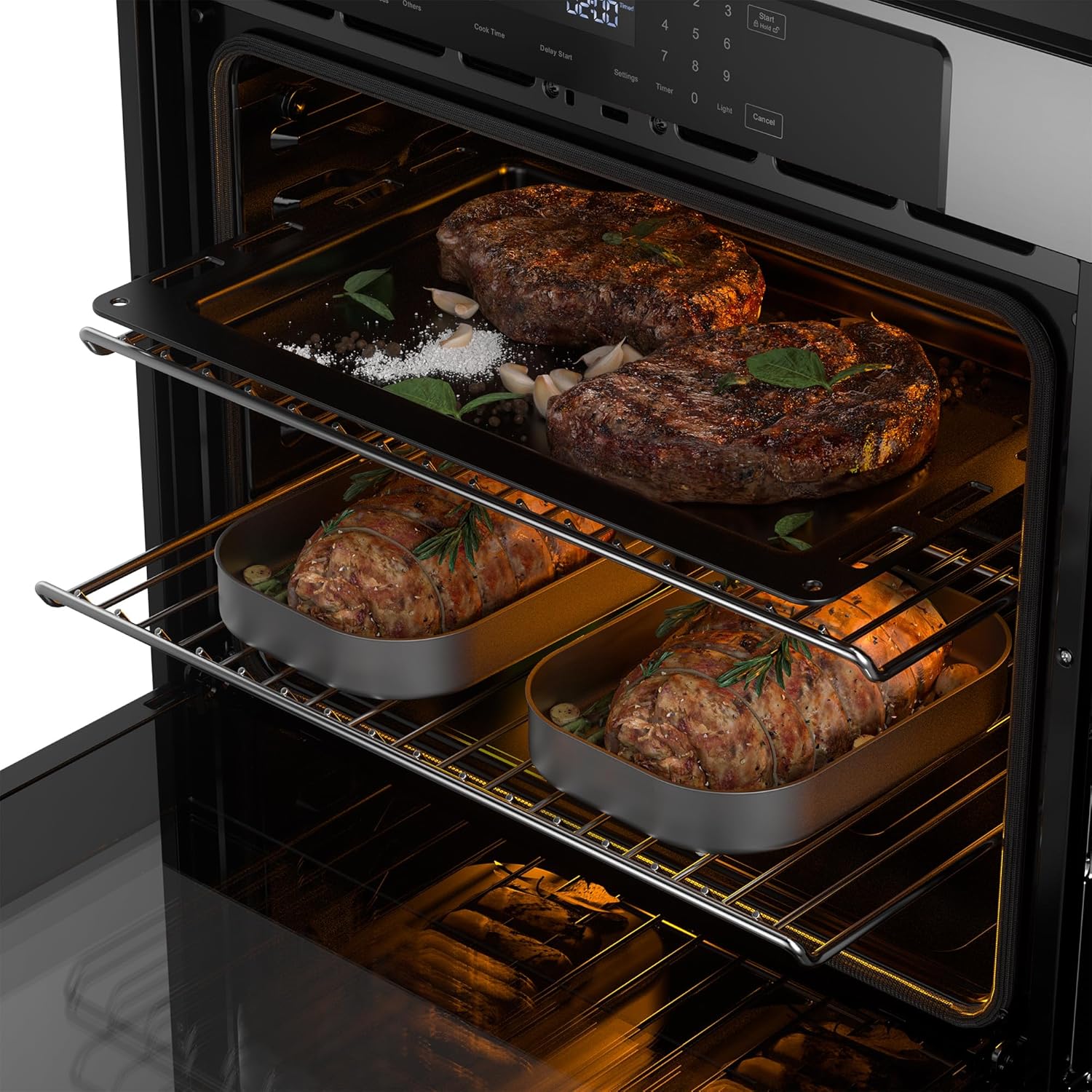 Empava 30 inch Electric Single Wall Oven with 10 Cooking Funcitons, Built-in Convection System with Screen Touch Control, Air Fry, Self-cleaning