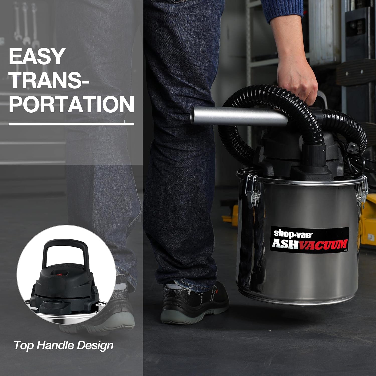 Shop-Vac 4 Gallon 2.0 Peak HP Ash Vacuum, 7.0 Amps Ash Vac Cleaner with HEPA Filter, Hose and Accessories for Fireplaces, Wood Stoves, Pellet Stoves and BBQ Grills. 4040988