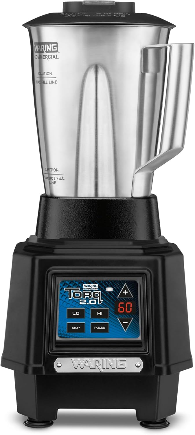 Waring Commercial TBB160S4 TORQ 2 Horsepower Blender, Electronic Keypad with 60-Second Countdown Timer and a 48 oz. Stainless Steel Container, 120V, 5-15 Phase Plug
