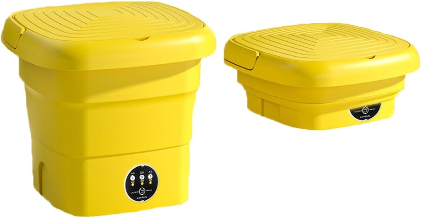 Portable Washing Machine, Collapsible Mini Washing Machine, Compact Baby Clothes, Underwear or Small Items Washing Machine, Apartment, Dorm, Camping, Rv Travel Laundry - Gift Choice, Green, Yellow, Pu