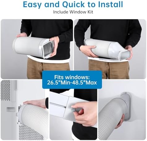 8,000 BTU Portable Air Conditioner – 3-in-1 Cooling, Fan & Dehumidifier for 350 Sq.Ft | Remote Control, Sleep Mode, 24H Timer & Window Kit Included