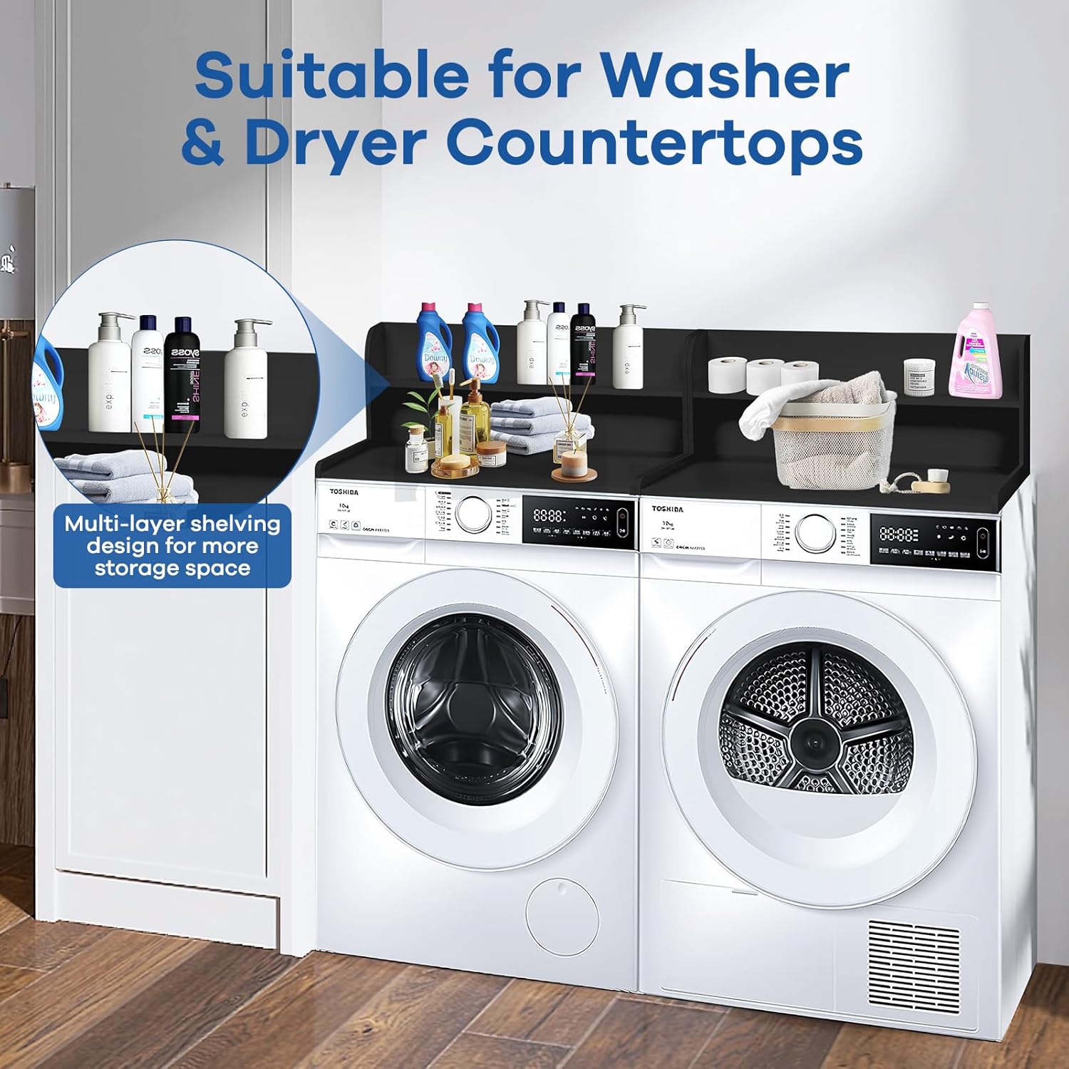 Countertop Washer and Dryer Protector - Wooden Top Cover for 27.1