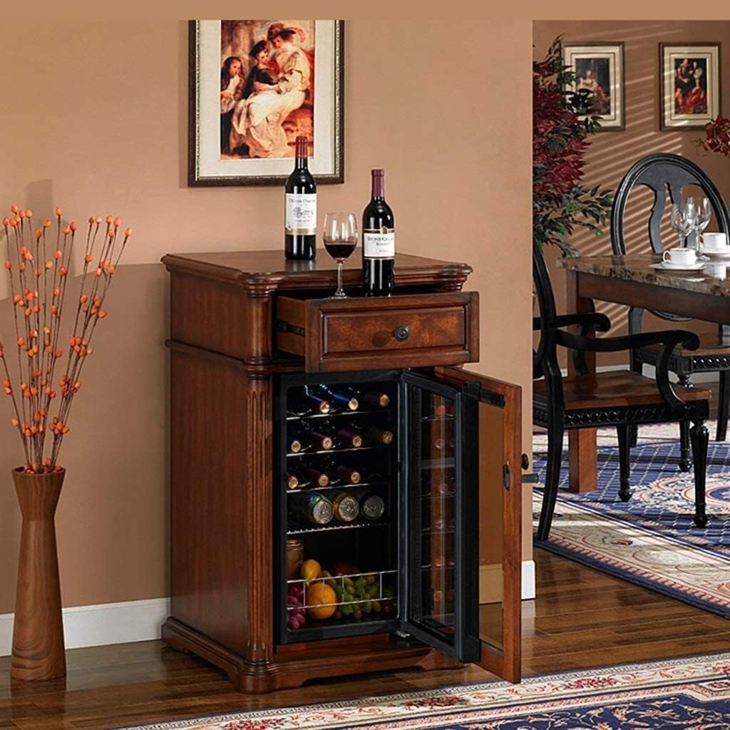 Retro Wine Cellar, Independent Wine Cellar, CNC Temperature-Adjustable Constant Temperature Refrigerator, Silent Beverage Cooler (White 60 * 55 * 98cm)(Brown)
