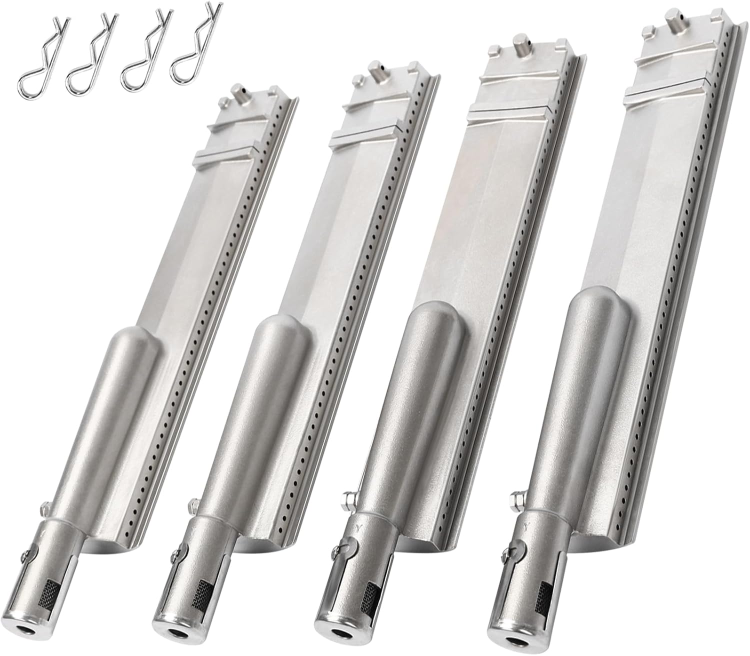 4 Set Heavy Duty Cast Stainless Steel Grill Burners for Bull, Premium Outdoor Gas Grill Replacement Parts for Cal Flame, Blaze, Aussie, Bakers & Chefs, Turbo Grills CITSS, CIT-SS, 23301, 16516, 44305