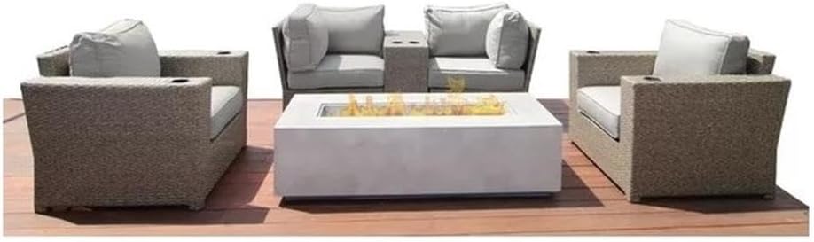 Century Modern Outdoor Fire Pit for Outdoor Home Garden Backyard Fireplace [CM-1068] (6 Pc Fire Pit Set)