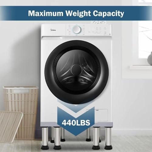 Laundry Pedestal 28 Wide Universal 12 Strong Feet Refrigerator Stand Washer and Dryer Pedestal Mobile Roller Cart with Wheels for Appliance with Adjustable Height,White8Foot-25cm