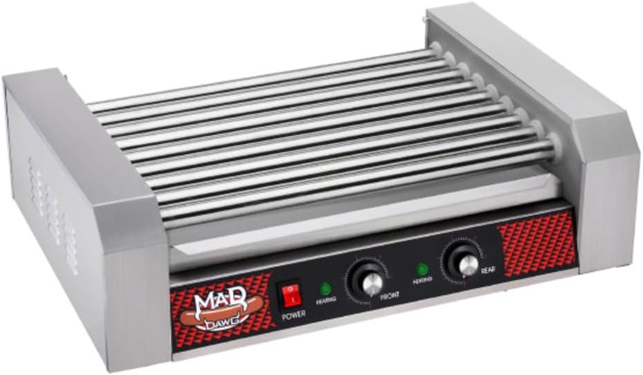 Great Northern Popcorn Hot Dog Roller Machine - Stainless-Steel Cooker with 9 Rollers - Cooks 24 Hot Dogs - Concession Stand Supplies