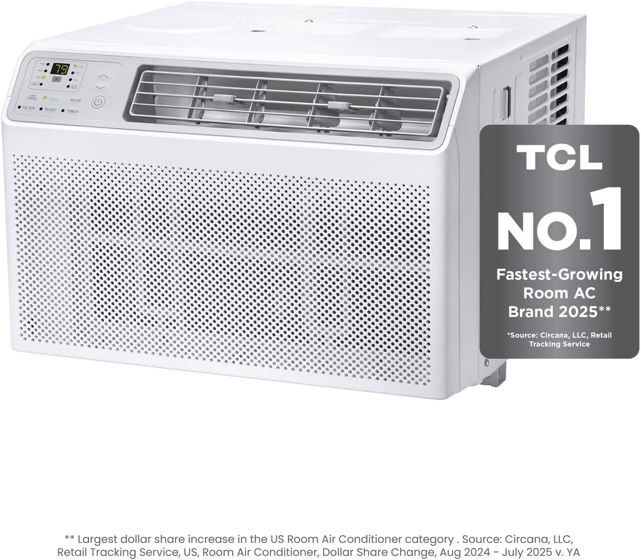 TCL H8W35W 8,000 8000 BTU Smart Window Air Conditioner, Fan & Dehumidifier, 350 Sq. Ft, Remote Control, Compatible with Alexa/Google Assistant, White