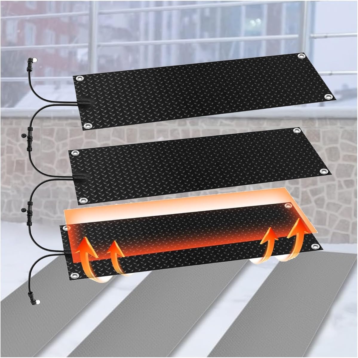 Snow and Ice Melting Mat, Snow Melting Mat Mats Fast Snow Melting, Outdoor Heated Mats Low Temperature Resistance Moisture Proof Waterproof, for Outdoor Snowmelt(25.4 * 76.2,4 Slice)