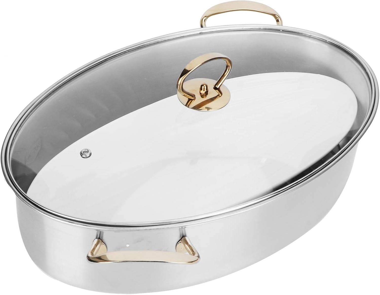 Stainless Steel Oval Fish Steamer, Multi Use Cookware with Rack Kitchen Steam Pot and Lid Home Roasting Pan Plate Small Kitchen Appliances Stockpot for Vegetable Steaming Boiling Soup Roast Turkey