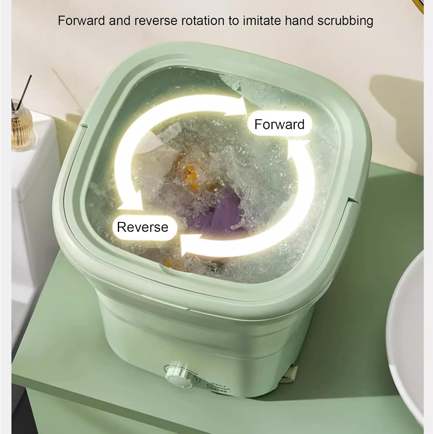 Portable Washer Machine, Foldable Mini Washing Machine, Small Washing Machine with Dryer, Travel Washing Machine, for Baby Clothing, Underwear, Camping, RV Travel(Blue)