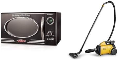Nostalgia Retro Countertop Microwave Oven - Large 800-Watt - 0.9 cu ft & Eureka 3670M Canister Cleaner, Lightweight Powerful Vacuum for Carpets and Hard floors, w/ 5bags