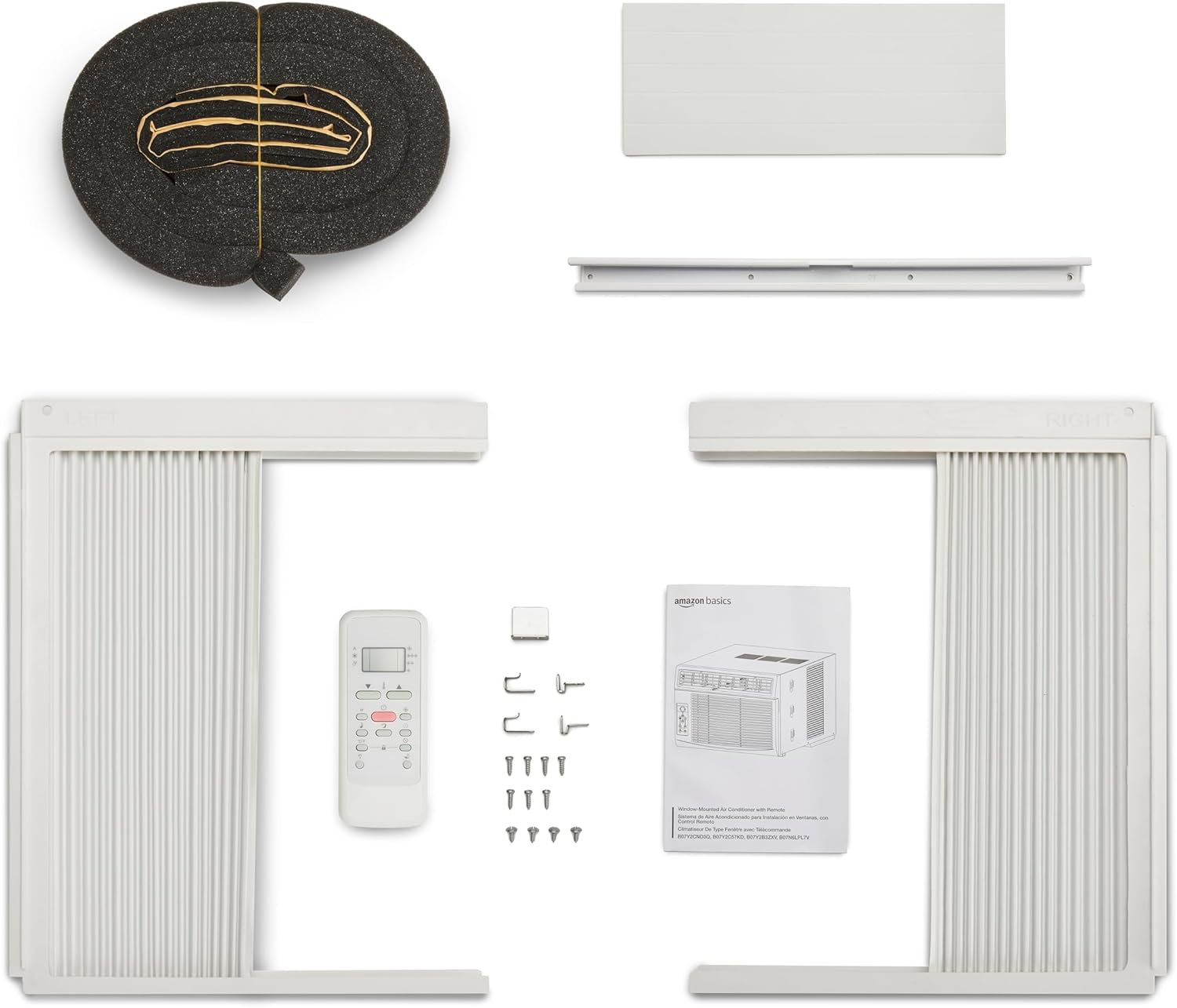 Amazon Basics 6000-BTU Window Air Conditioner, Up to 250 Sqf, Window AC Units with Cool and Fan Functions, Washable Filter, Adjustable Window Kit, Digital Temperature Display, Remote Control, White