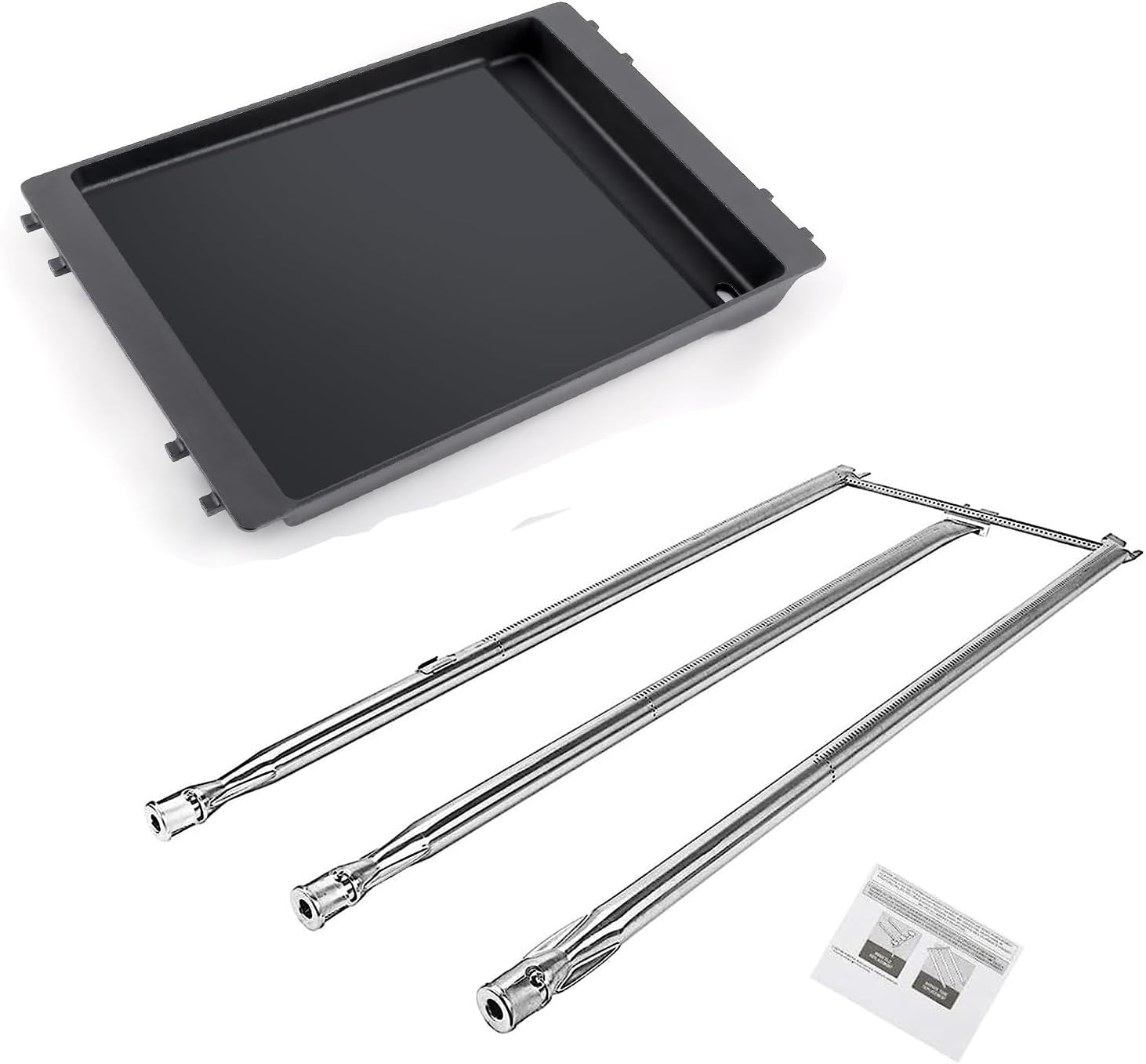 QuliMetal 7566 Grill Griddle and 67722 Burner for Weber Genesis 300 Series Gas Grills with Side Control Knobs