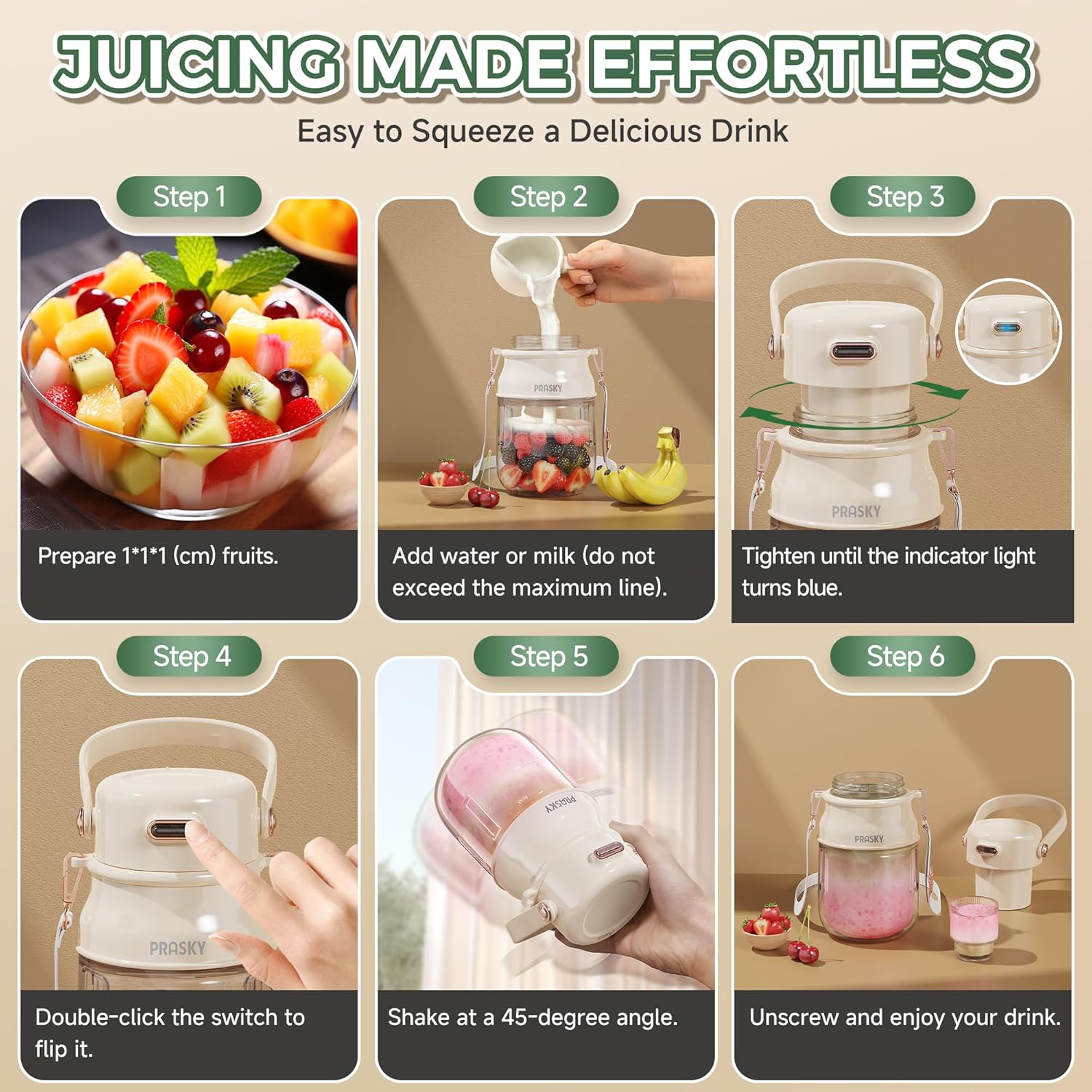 Professional Blender,Smoothies Blenders, PRASKY Max.2400Watts/1000Watts Blender + 27oz Cup