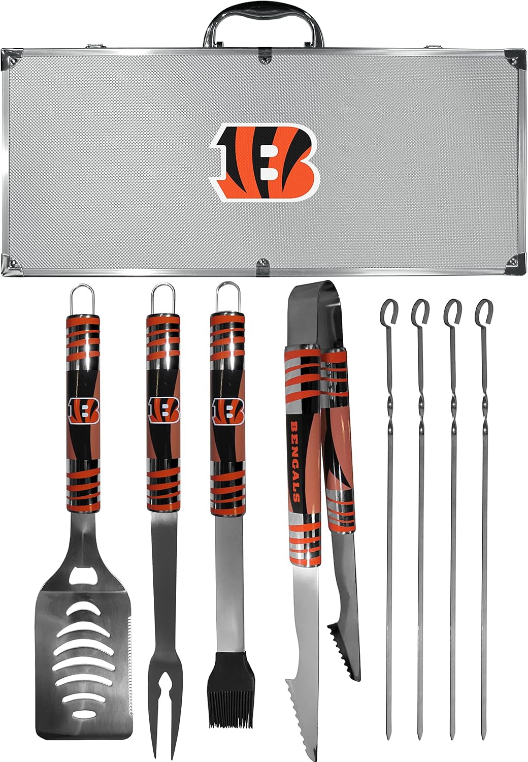 NFL Siskiyou Sports Fan Shop Cincinnati Bengals Steel Tailgater BBQ Set w/Case 8 piece Gray