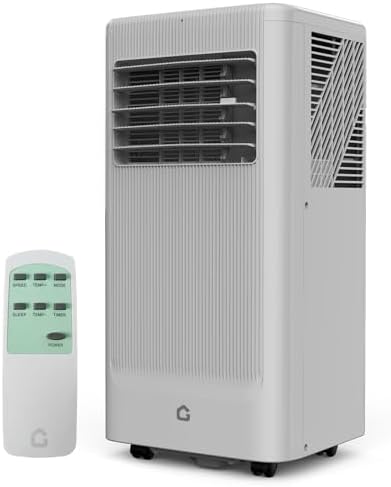 8,000 BTUs Portable Air Conditioner, Portable AC Unit 4 Modes with Cool, Fan, Dehumidifier, Sleep Mode, Cools up to 350 Sq. Ft, Full Set Installation Kit, for Bedrooms Offices Use, Black&Grey Cover