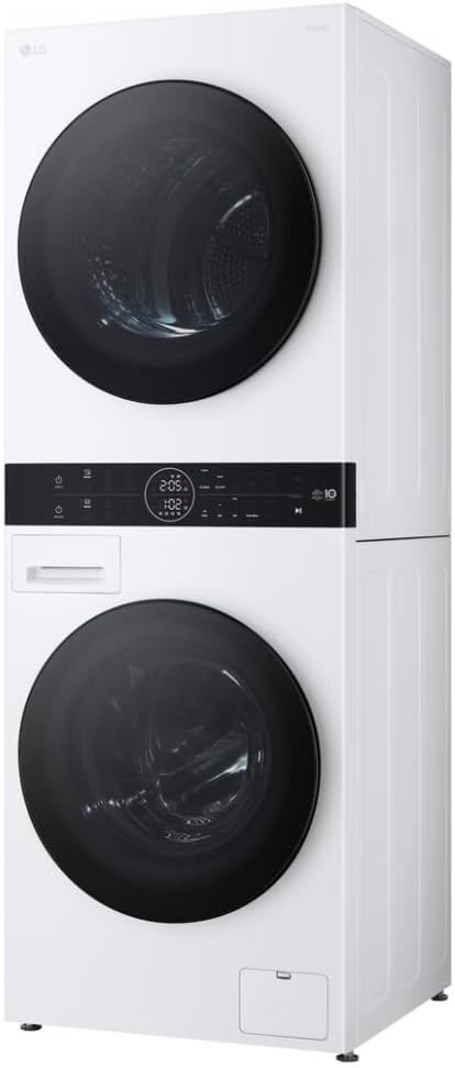24 Inch Smart Electric Wash Tower with 2.4 cu. ft. Washer Capacity, 4.2 cu. ft. Dryer Capacity, Energy Star Certified, AI DD, Dual Inverter Heat Pump Dryer, ThinQ Technology