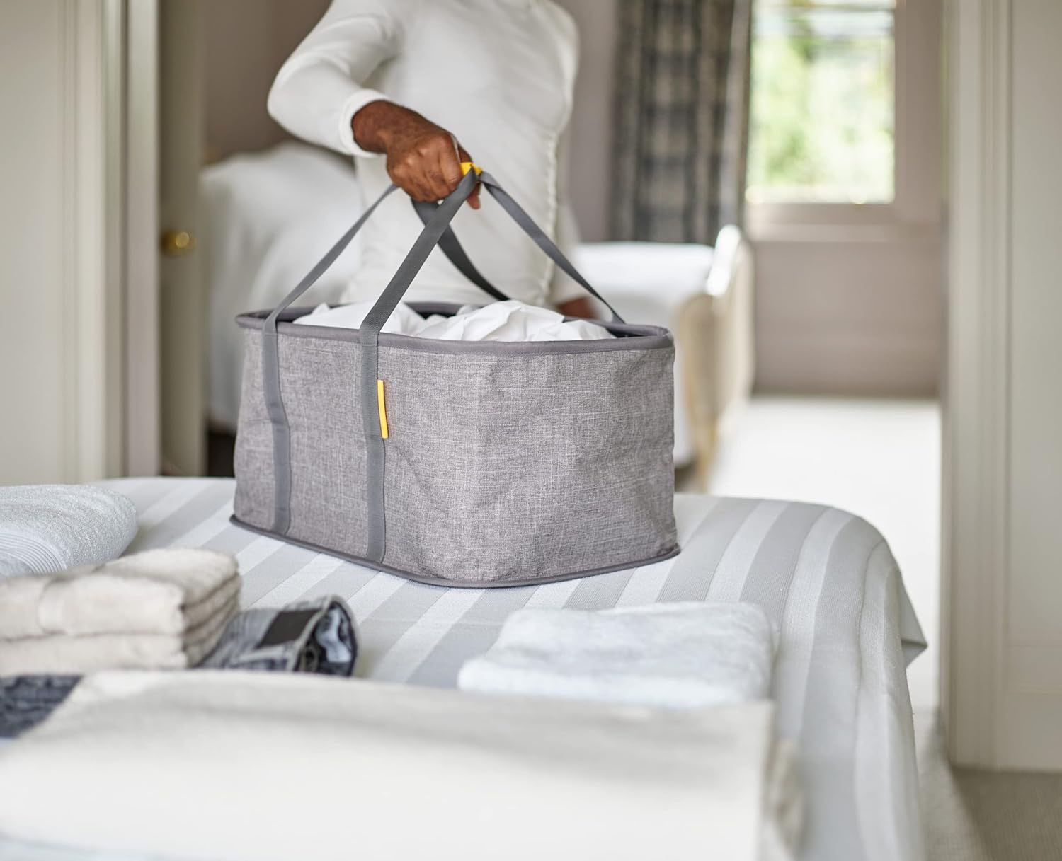 Joseph Joseph Hold-All - Collapsible Folding 35L/9.2 Gallon Washing Laundry Basket Bag, Durable Fabric, Moisture Resistant, Grey