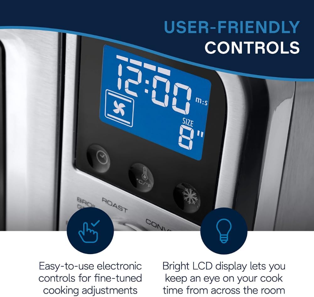 De'Longhi Digital Air Fry Convection Toaster Oven 14L Stainless Steel, Air Fry Oven, 9-in-1, Grills, Broils, Bakes, Roasts, Reheats, Keep Warm, Non-Stick, Scratch-Resistant Interior, 1800-Watts