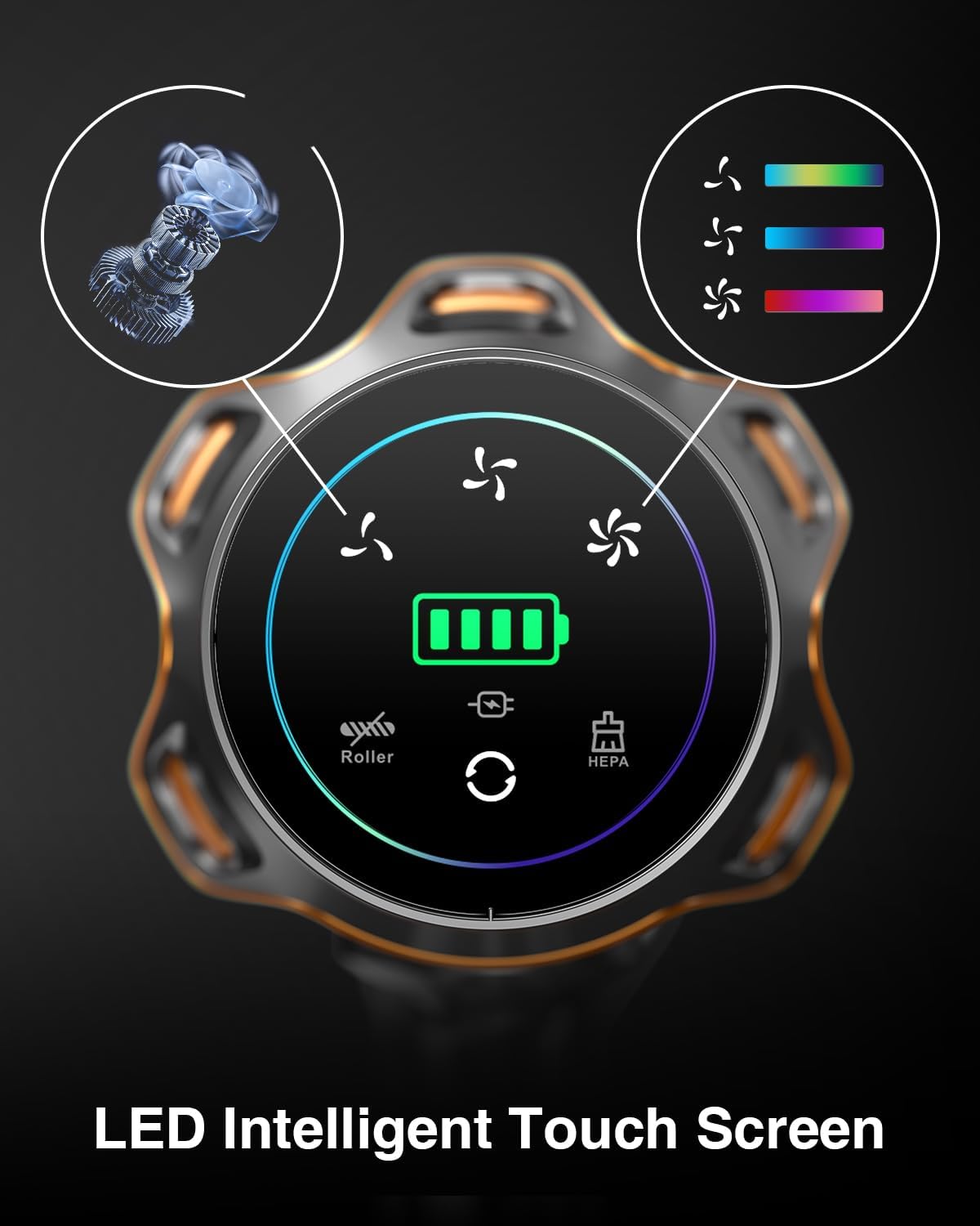 Cordless Vacuum Cleaner, 650W 55KPa 70Mins Vacuum Cleaners for Home, Self-Standing Stick Vacuum with Anti-Tangle Brush & OLED Touch Screen, Vacuum Cleaner for Hardwood Floors,Carpet,Pet Hair,Car (Red)