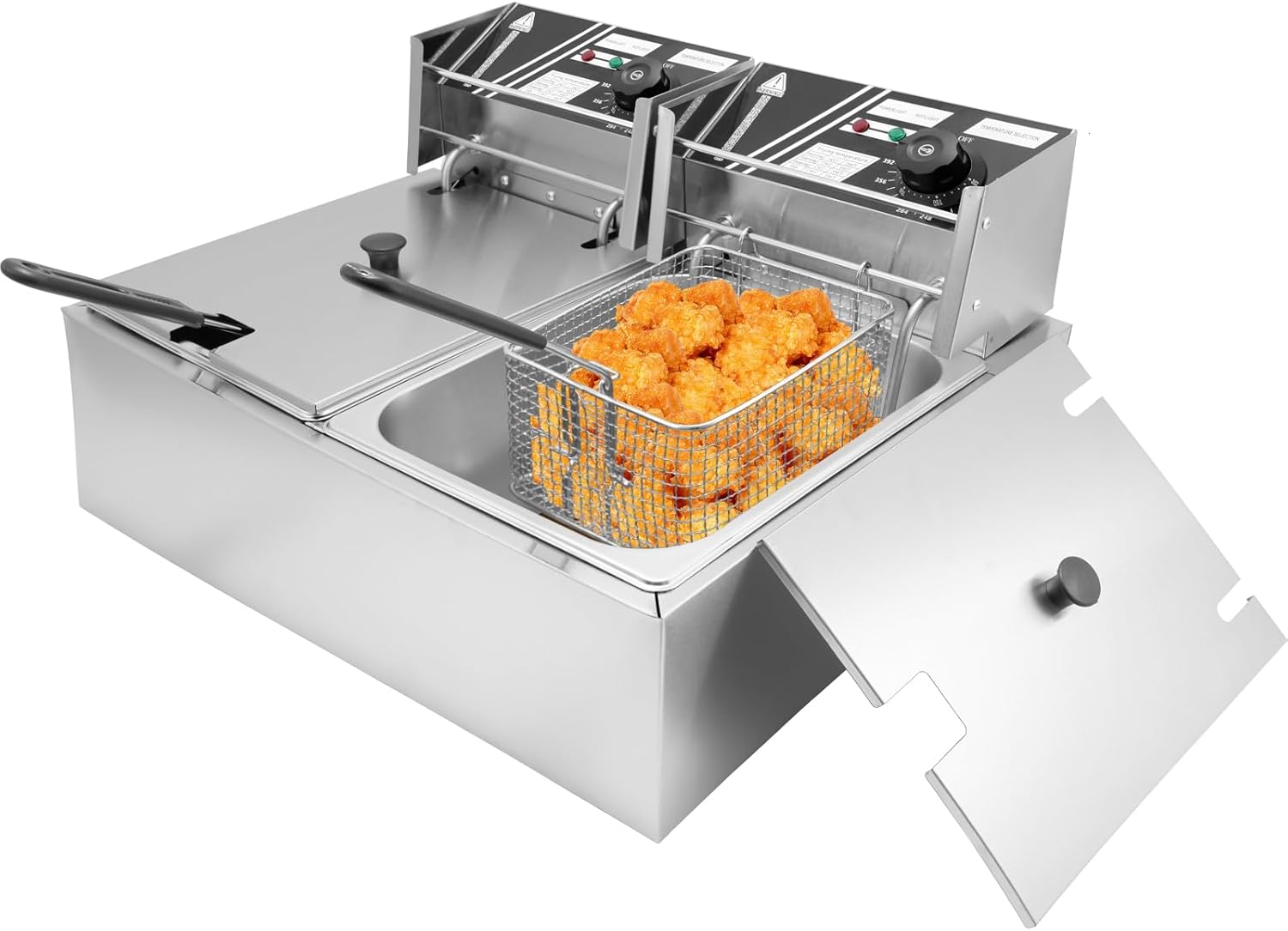 Commercial Deep Fryer with Basket, 12.7QT/12L, Detachable Large Capacity Stainless Steel Countertop Electric Oil Fryer with Temperature Control for Restaurant or Home Use