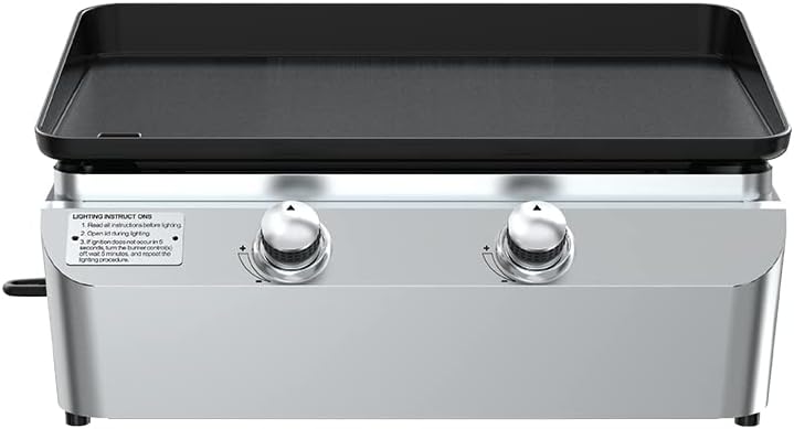 Nexgrill 2-Burner Propane Gas Tabletop Griddle, 19,000 BTUs, 323 SQ In, Stainless Steel Control Panel, Small Portable Propane Griddle for Outdoor Cooking, Camping, BBQs, and More - 820-0061