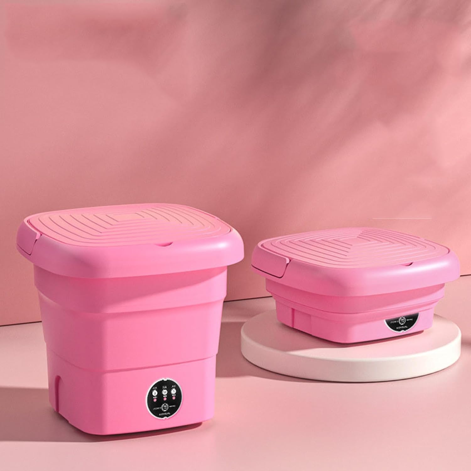 Portable Washing Machine, Mini Washer with 3 Modes And Spin Basket, 4.5L Large Capacity Laundry Washer Deep Cleaning for Underwear, Foldable Washing Machine for Apartments,Camping,Travel ,Pink