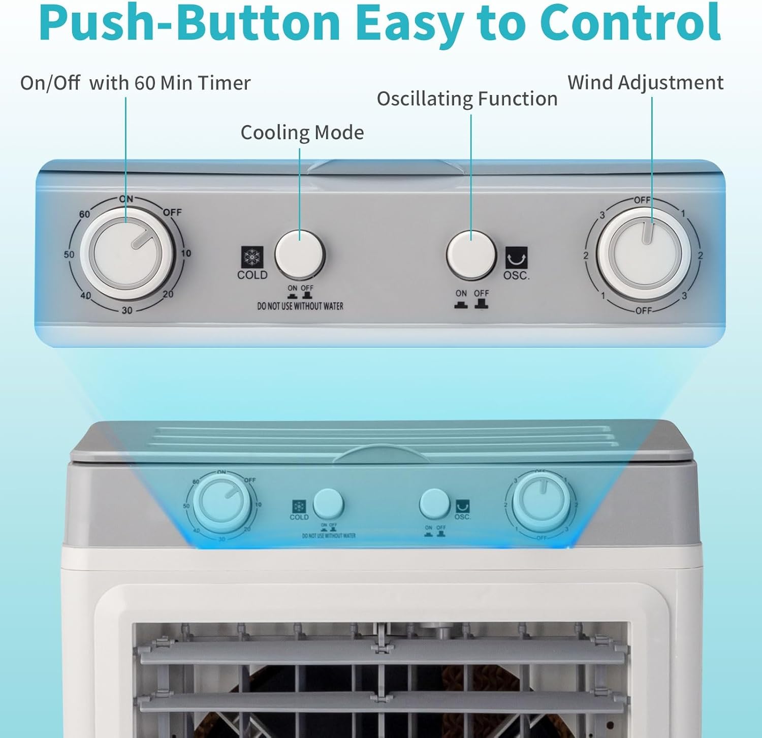 Portable Evaporative Air Cooler with 7.9 Gal Water Tank & 4 Ice Box, 2353CFM Swamp Coolers with Timer,3 Speeds, 90° Oscillation, 3 in 1 Portable Air Conditioner for Outdoor Kitchen Bedroom Office