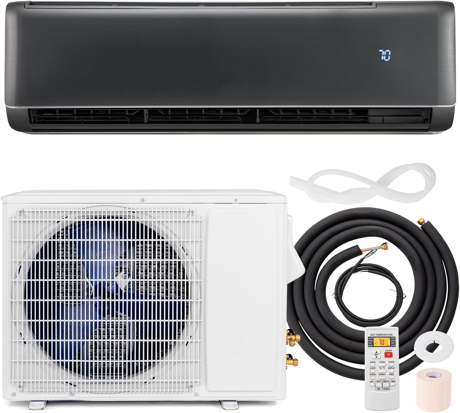RELAX4LIFE Mini Split Air Conditioner - 18000 BTU 21 SEER2 208-230V Inverter AC Heating & Cooling System w/Heat Pump, Remote, Work with Alexa, Cool up to 1250 Sq.Ft, Pre-Charged Ductless Split AC Unit