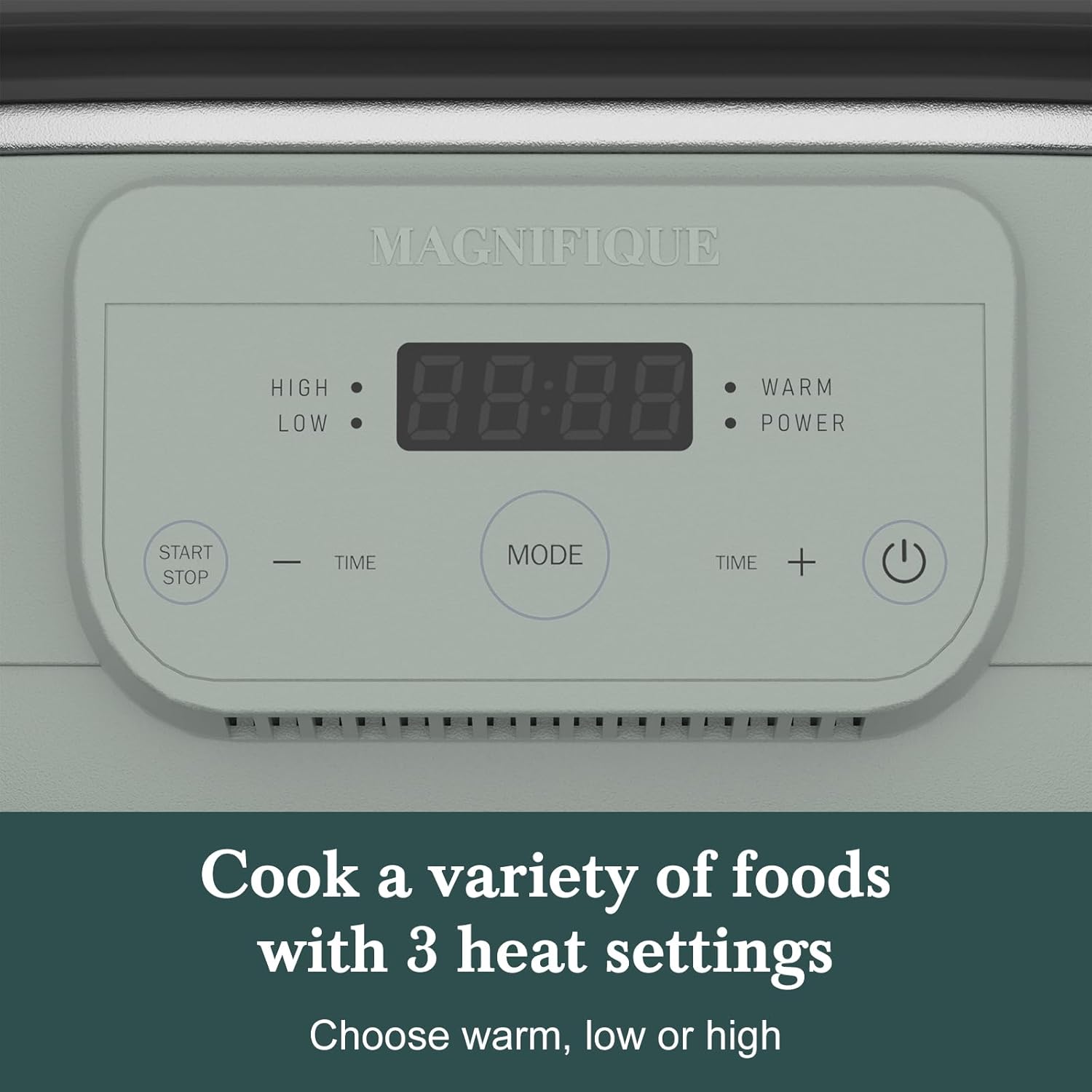 MAGNIFIQUE 6 Quart Programmable Slow Cooker Removable Healthy Nonstick Pot - Small Kitchen Appliance for Family Dinners - Serves 6+ People - Heat Settings: Keep Warm Olive