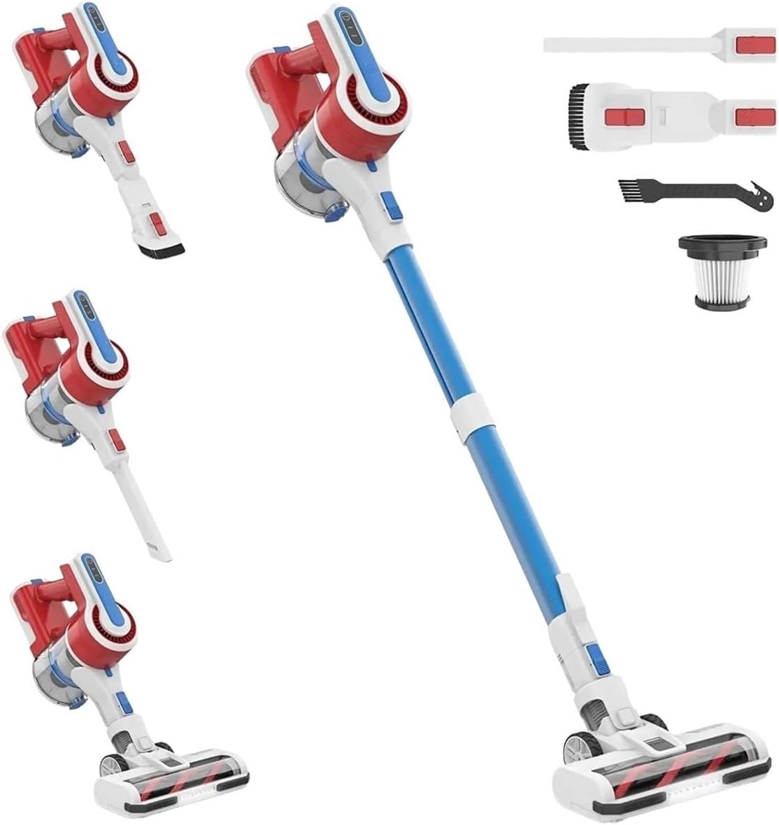 30KPa Stick Cordless Vacuum Cleaner Up to 45min Runtime 8-in-1 Stick Vac for Hardwood Floor Compatible with Poweart V80