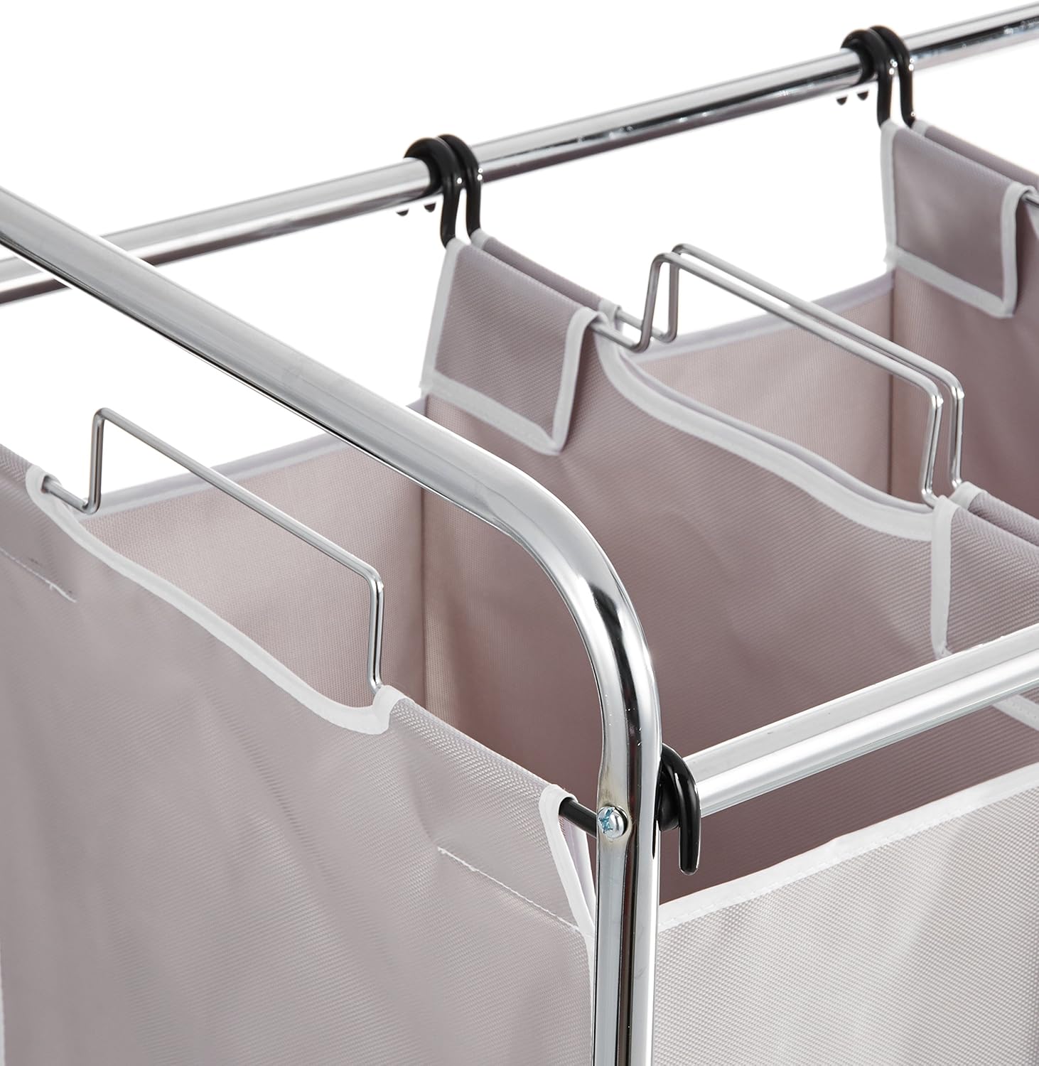 Amazon Basics 3-Bag Rectangular Laundry Bag Hamper Sorter Basket, Gray