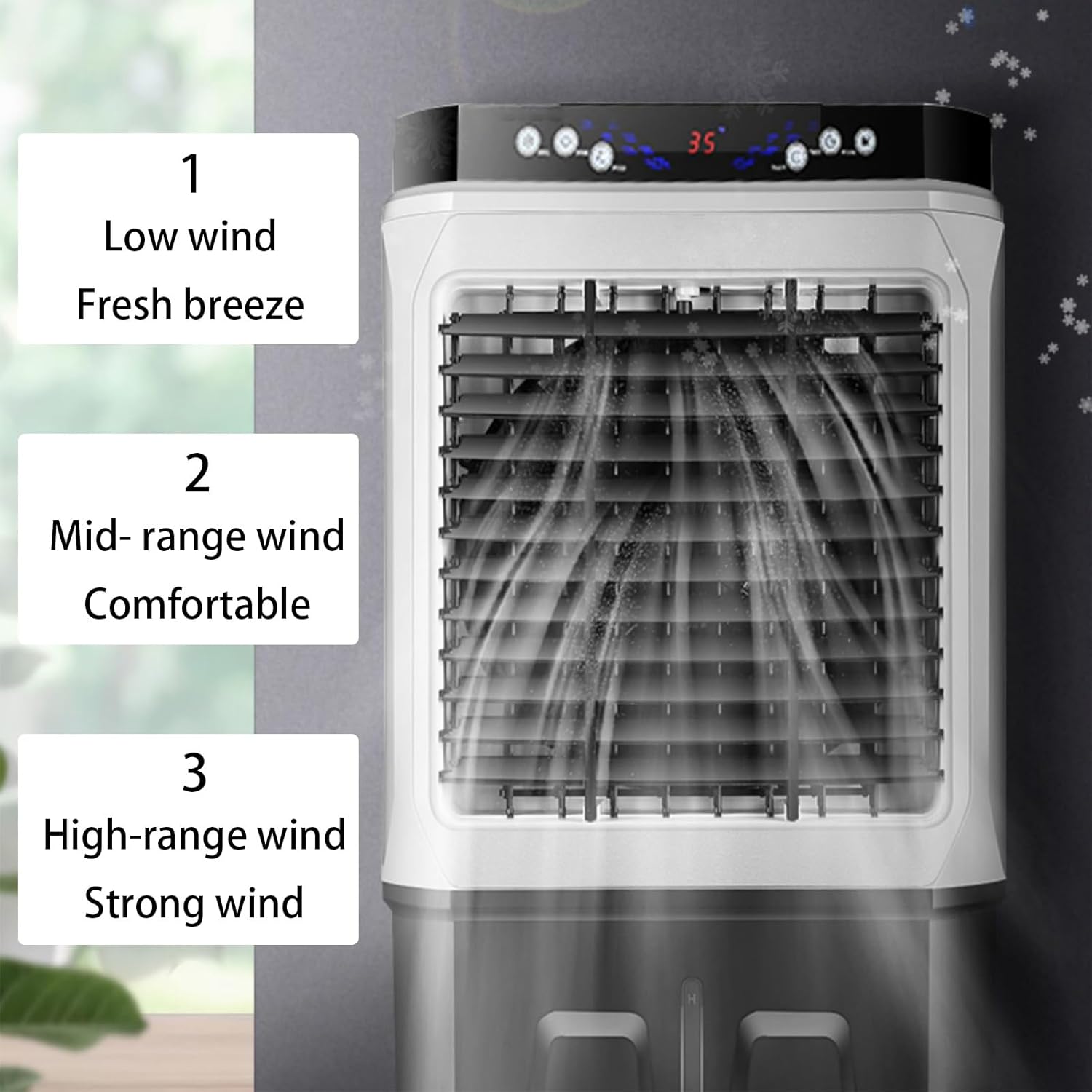 Portable Air Conditioners, 3-IN-1 Swamp Cooler with Wheel and Water Tank, Powerful Air Cooler for Room Garage Patio Basement